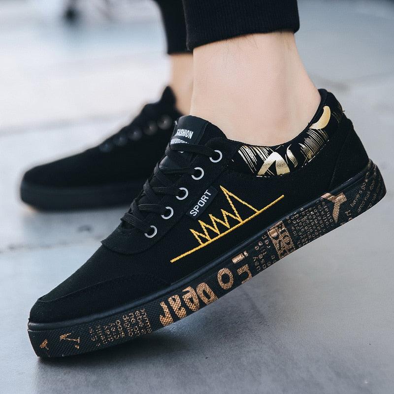 Classic Men's Breathable Canvas Sneakers - Lightweight Lace-Up Flats