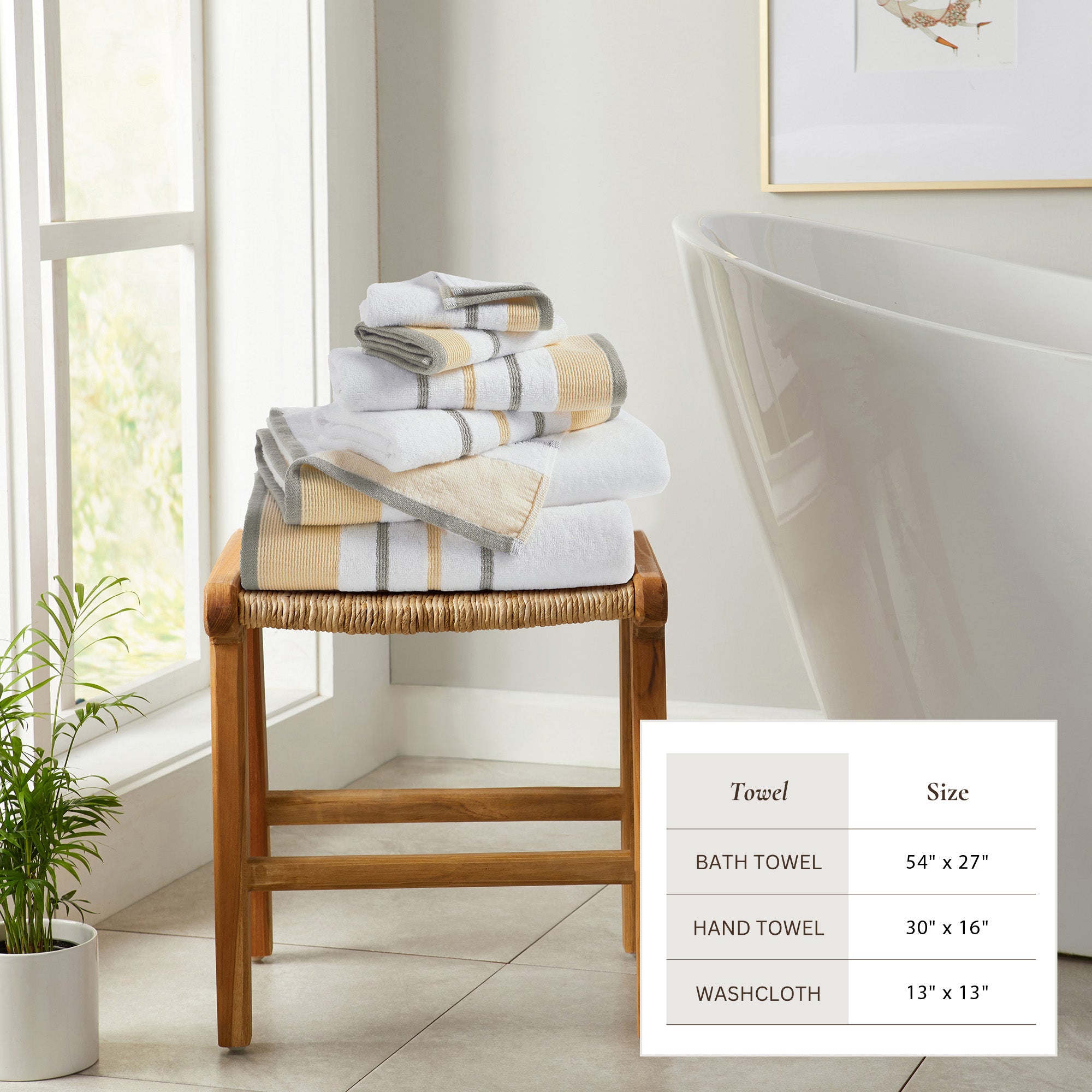 Decorative Cotton Stripe Bath Towel Set - Noelle Collection