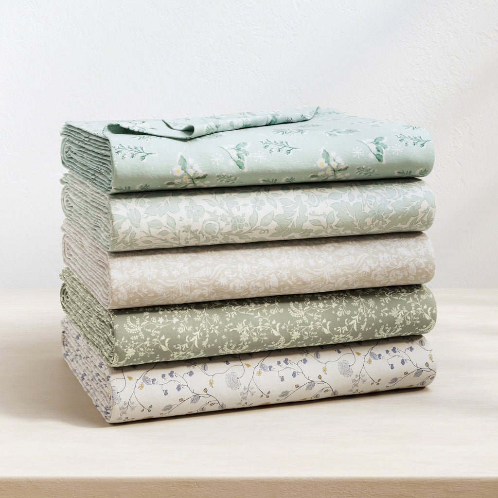 Winter Floral Turkish Cotton Flannel Sheet Set Ultra-Soft - Image 42