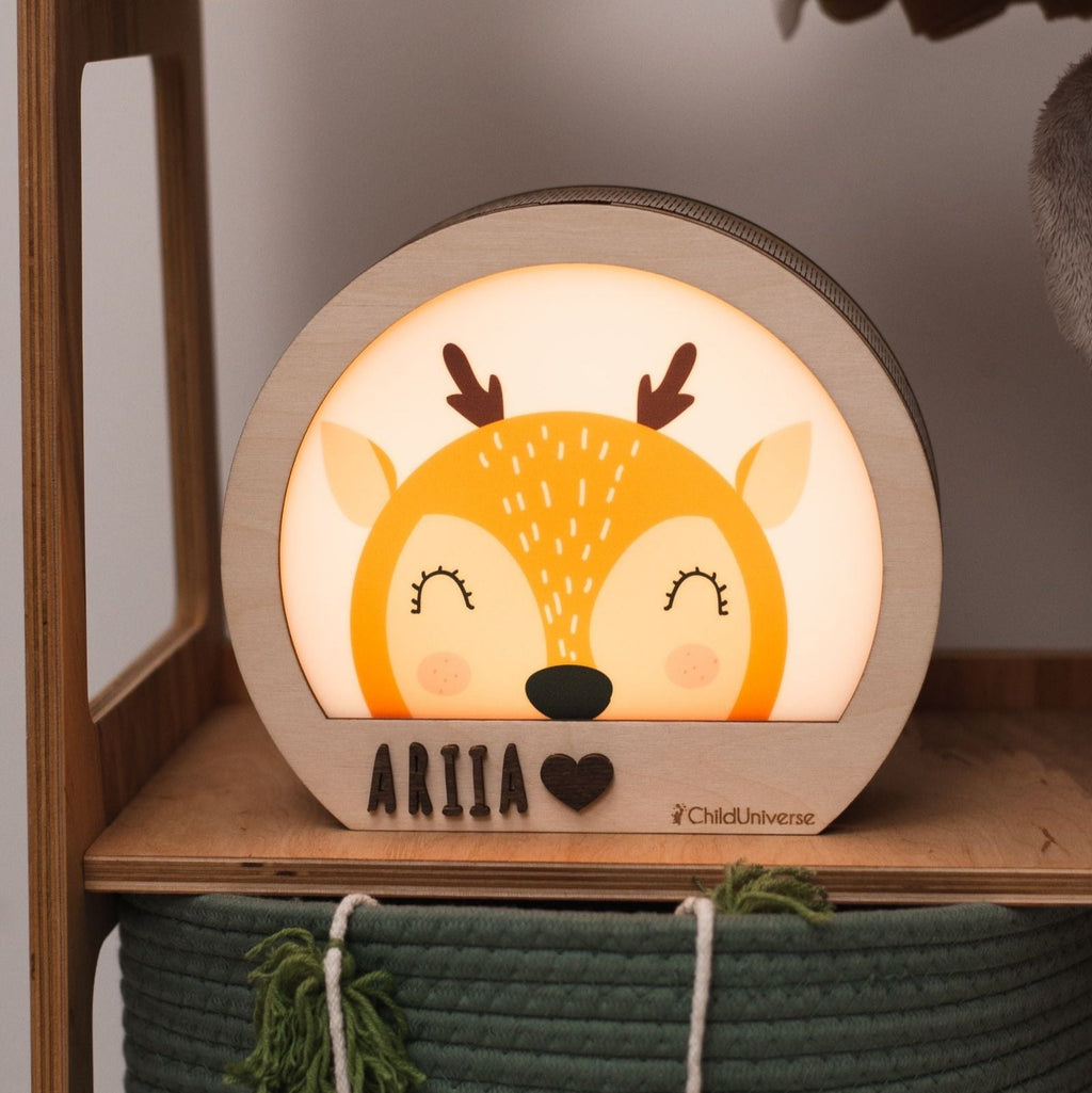 Wooden Deer Night Light for Nursery Decor