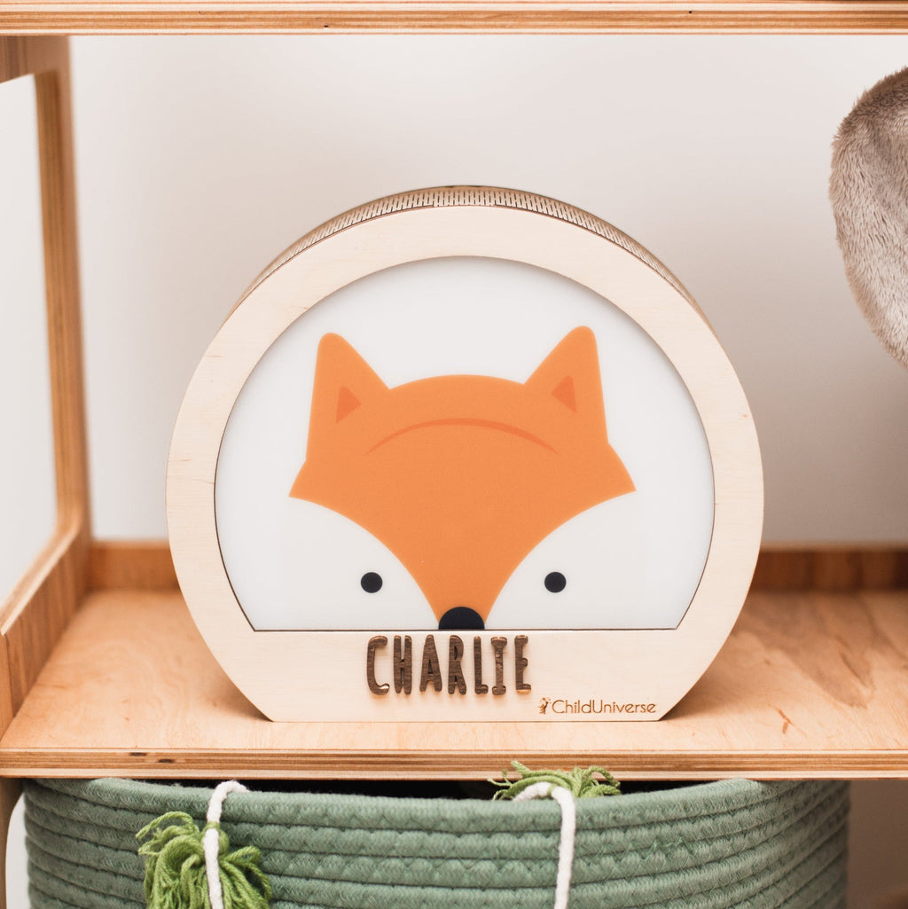 Personalized Fox Night Light for Nursery and Kids' Room