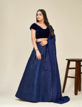 Blue two-tone Tapeta silk lehenga choli with sequins and cancan flare