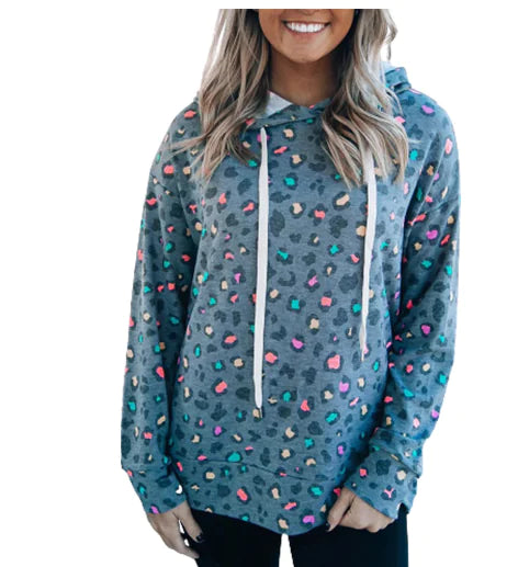 Women's Leopard Print Hooded Sweatshirt
