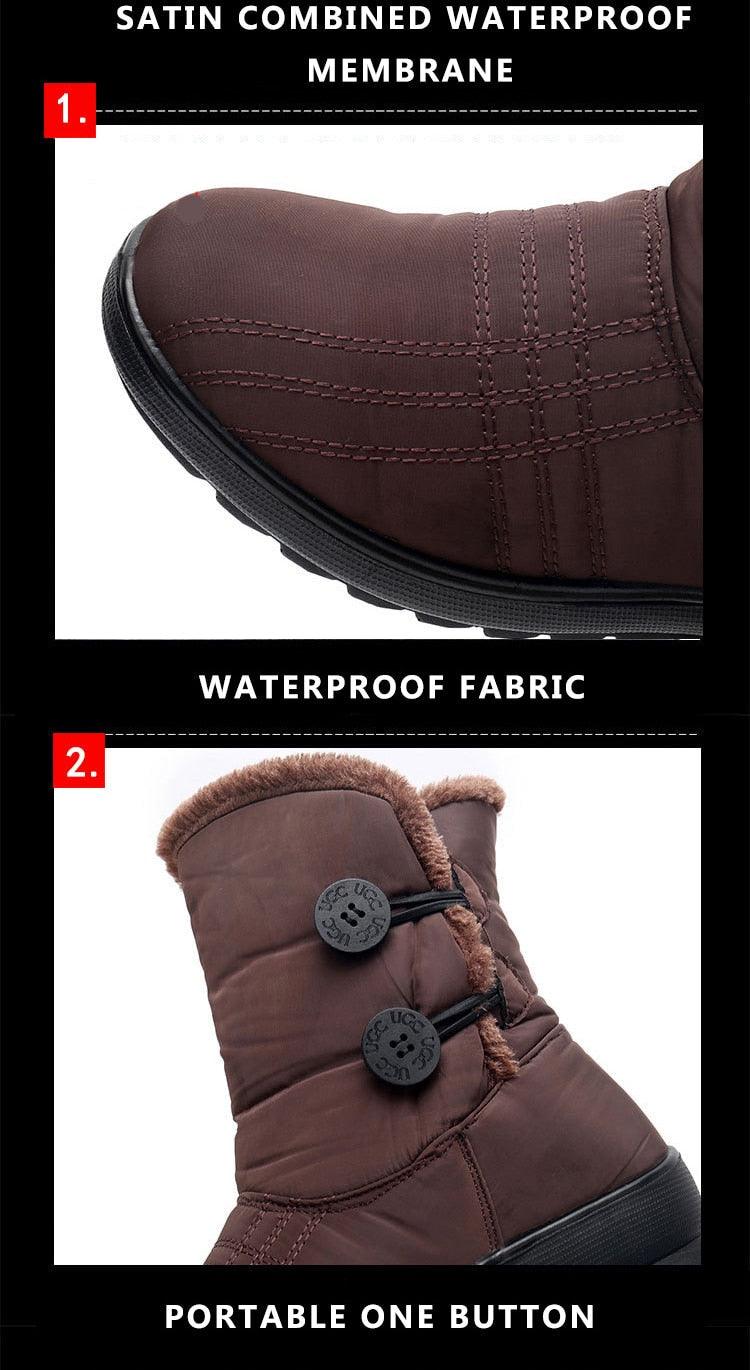 Womens Waterproof Snow Boots with Warm Plush Lining and Non-Slip Sole