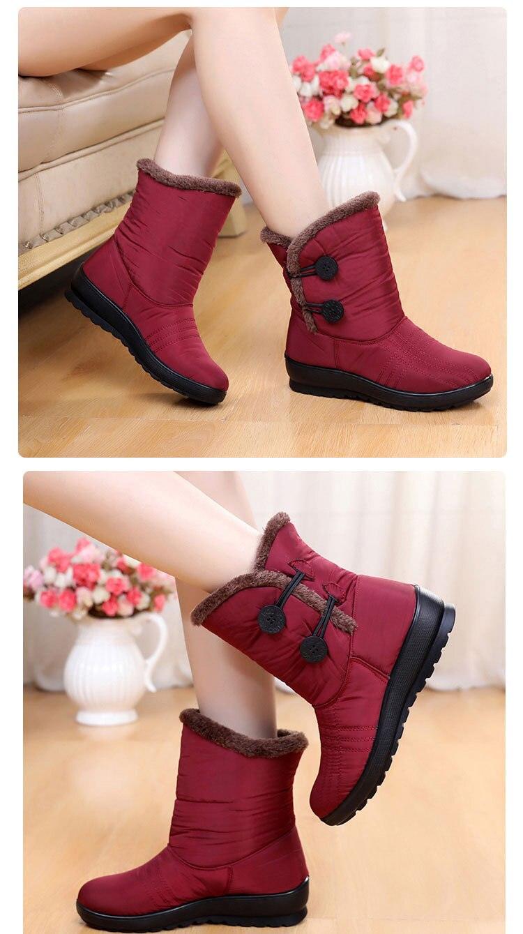 Womens Waterproof Snow Boots with Warm Plush Lining and Non-Slip Sole