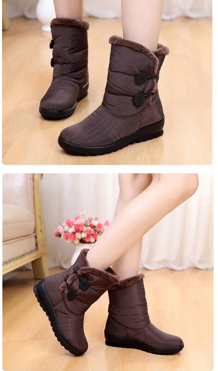 Womens Waterproof Snow Boots with Warm Plush Lining and Non-Slip Sole