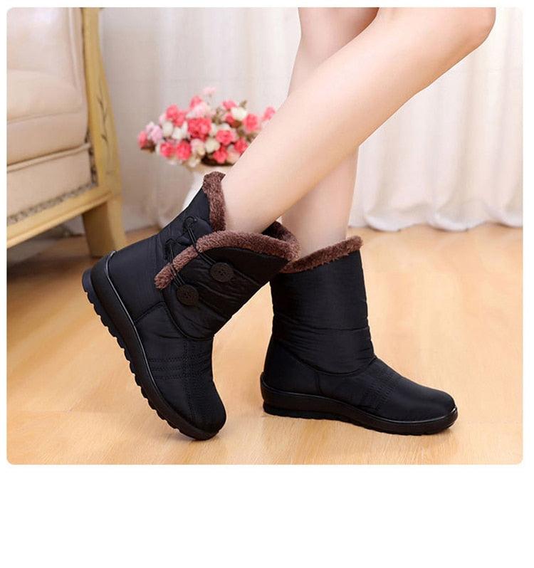 Womens Waterproof Snow Boots with Warm Plush Lining and Non-Slip Sole