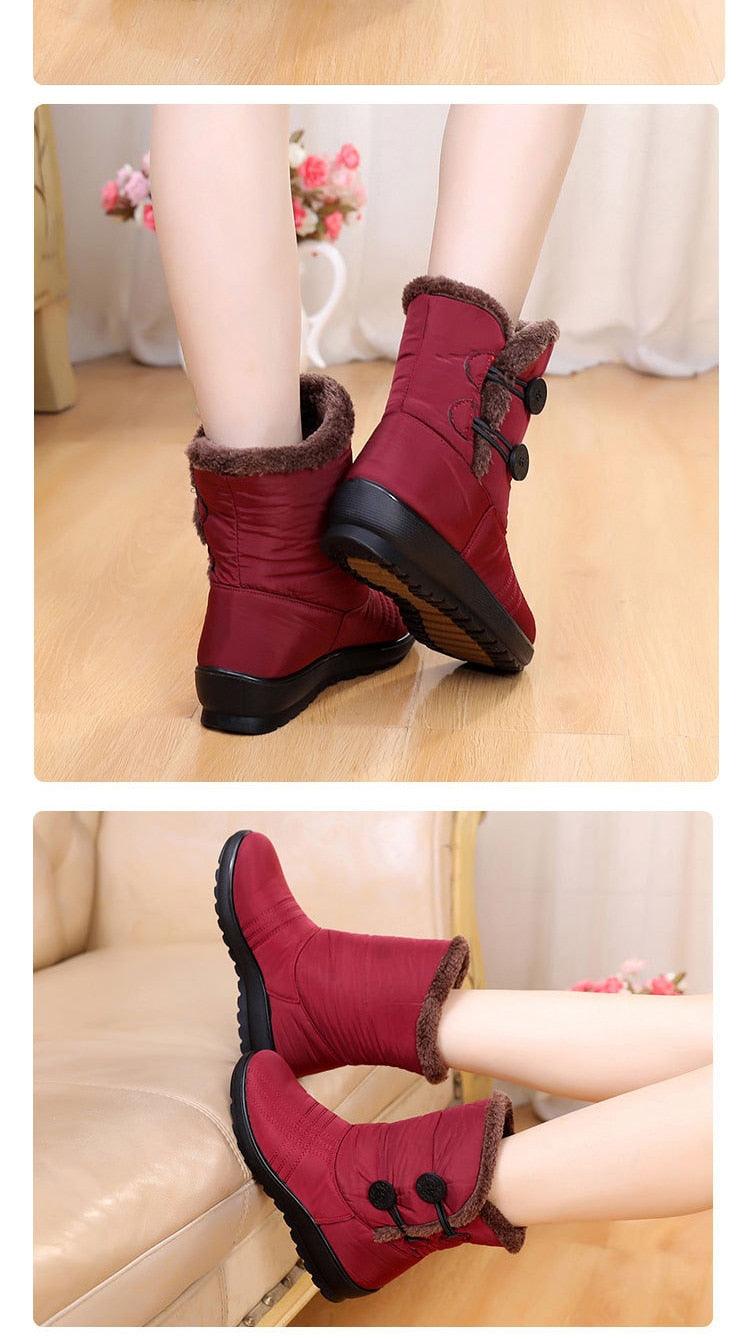 Womens Waterproof Snow Boots with Warm Plush Lining and Non-Slip Sole