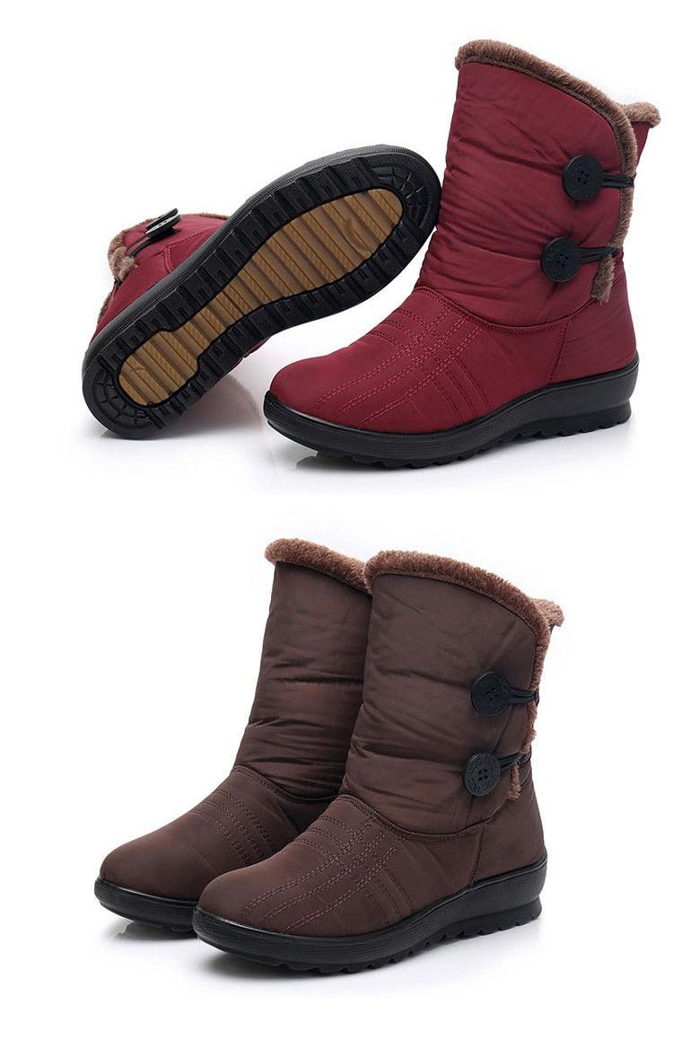 Womens Waterproof Snow Boots with Warm Plush Lining and Non-Slip Sole