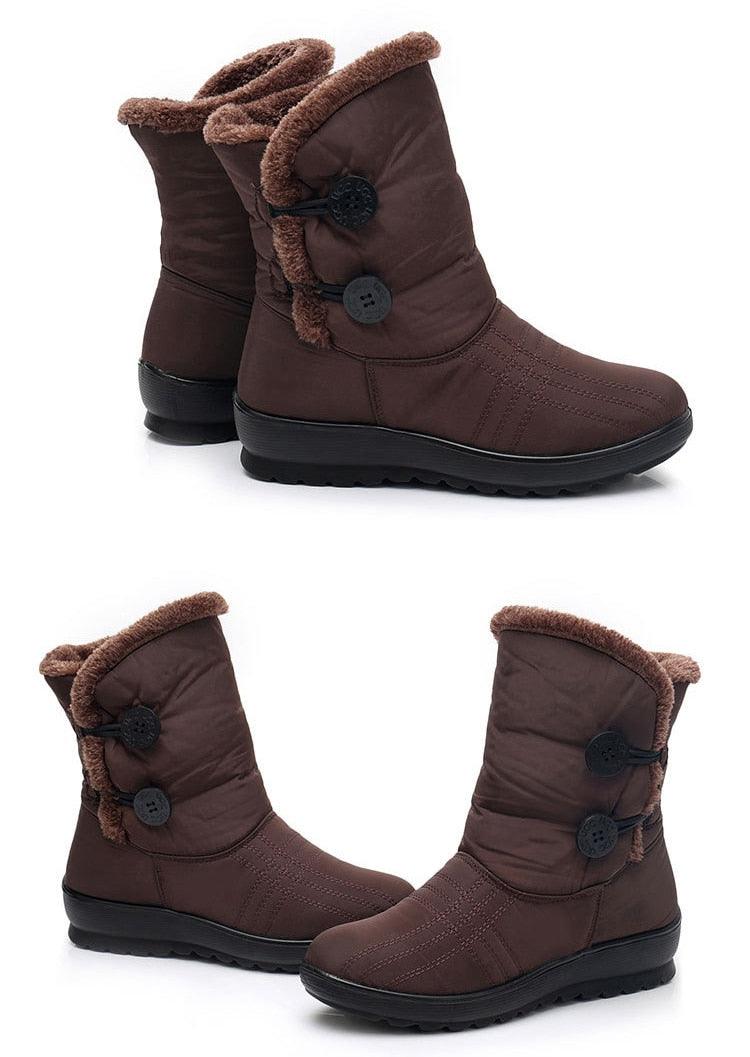 Womens Waterproof Snow Boots with Warm Plush Lining and Non-Slip Sole