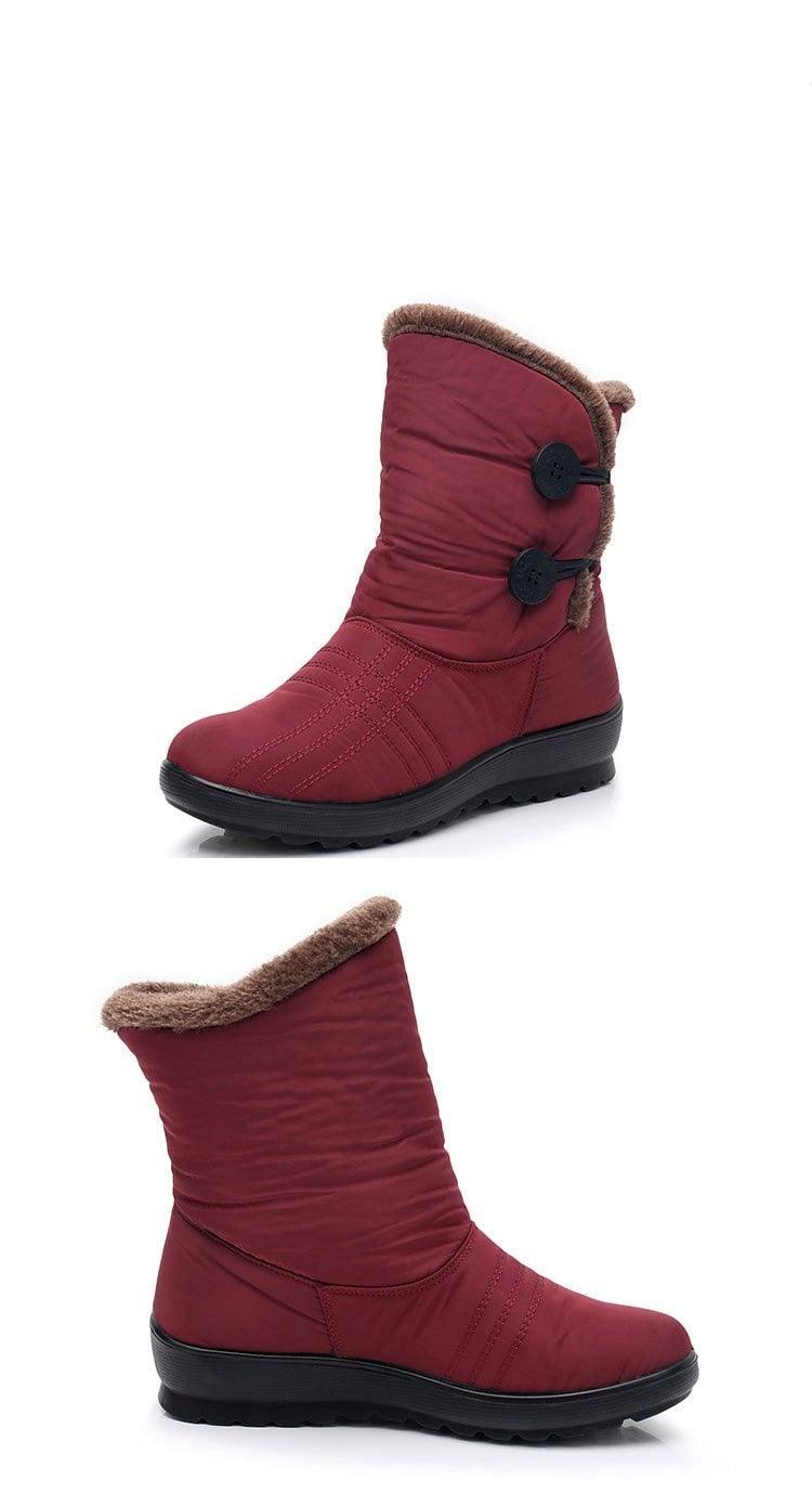 Womens Waterproof Snow Boots with Warm Plush Lining and Non-Slip Sole