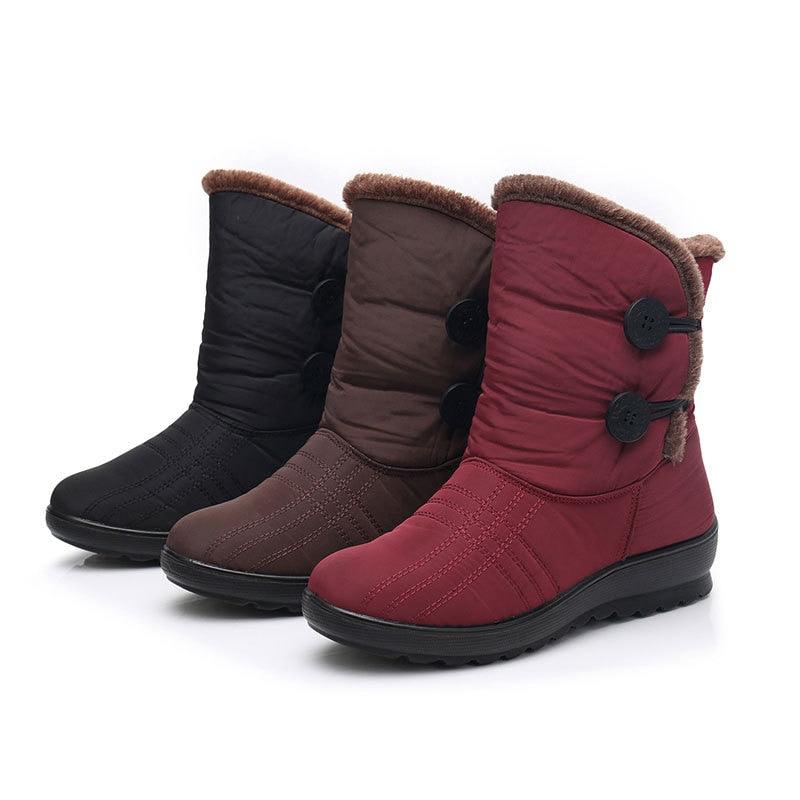 Womens Waterproof Snow Boots with Warm Plush Lining and Non-Slip Sole