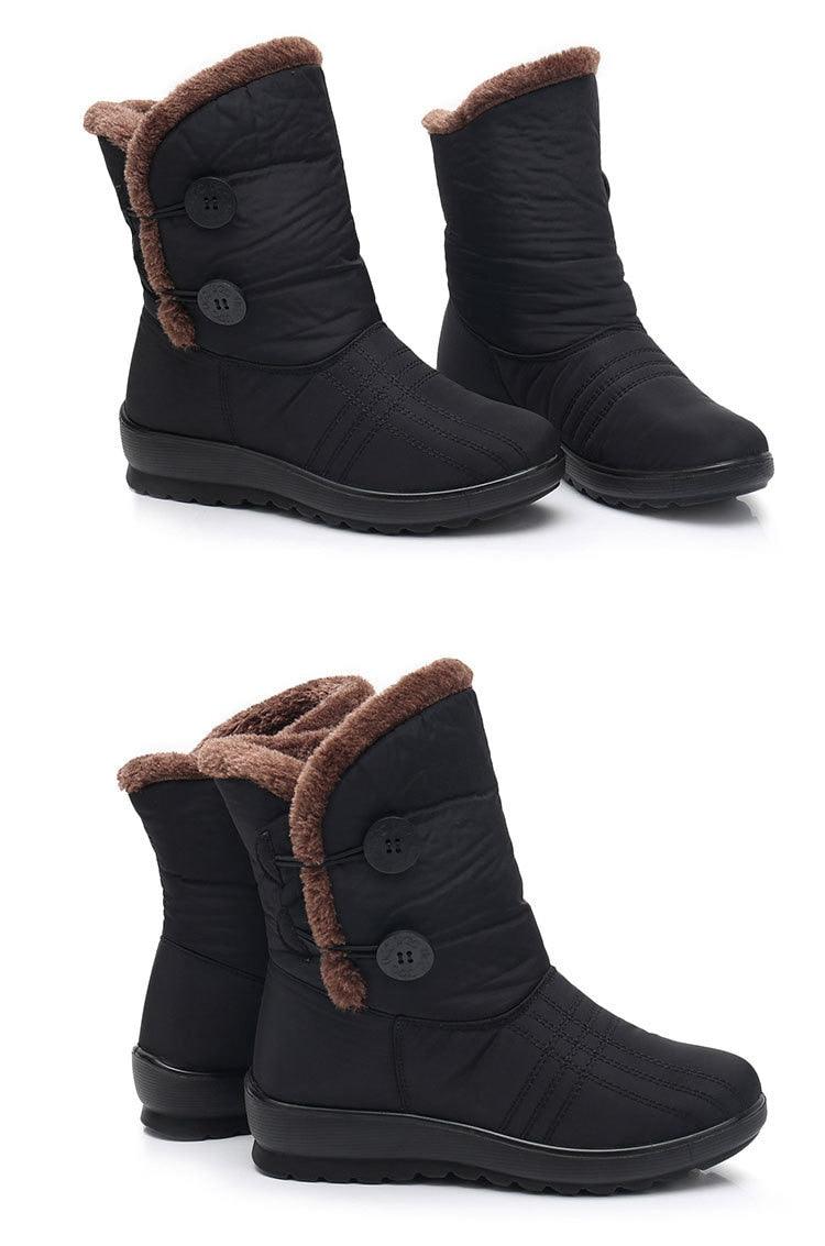 Womens Waterproof Snow Boots with Warm Plush Lining and Non-Slip Sole