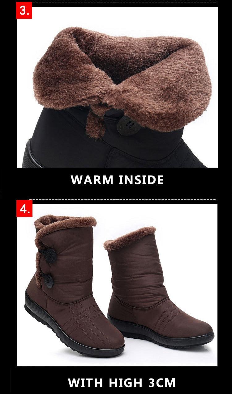 Womens Waterproof Snow Boots with Warm Plush Lining and Non-Slip Sole