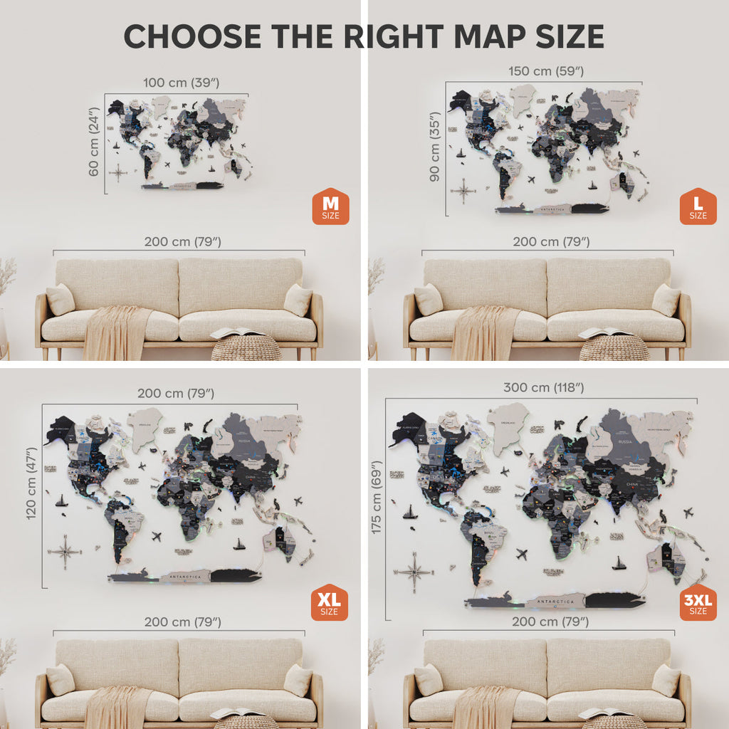 3D Luminous LED Wooden World Map 2.0 Nordik Wall Decor Art