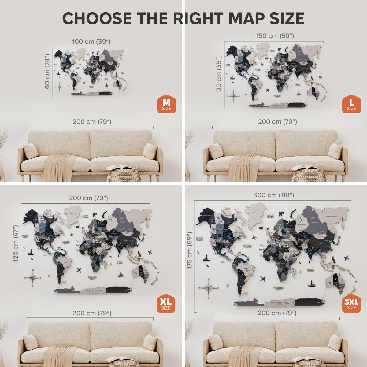 3D Luminous LED Wooden World Map 2.0 Nordik Wall Decor Art