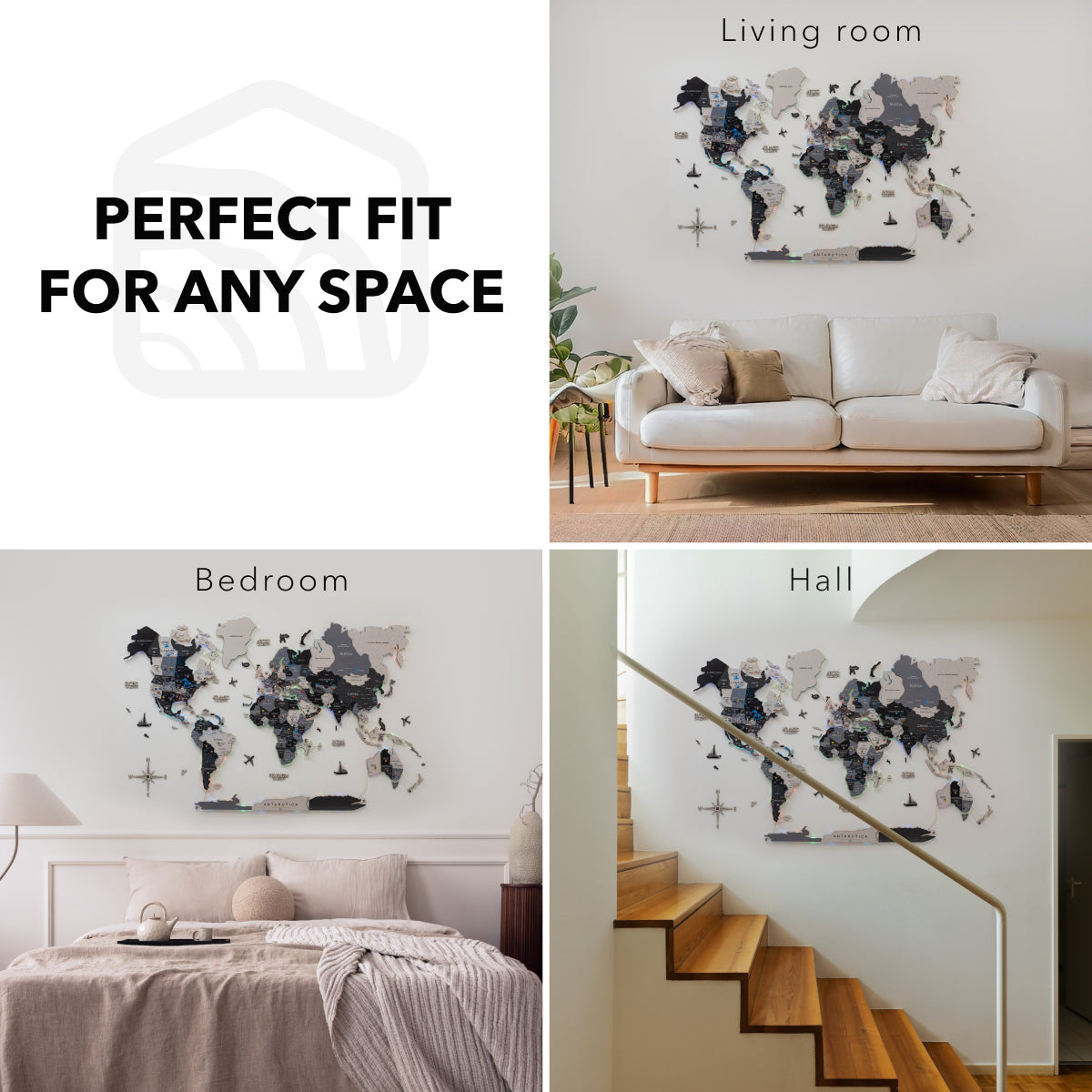 3D Luminous LED Wooden World Map 2.0 Nordik Wall Decor Art