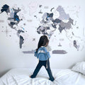 3D Custom Wooden World Map mounted on a wall in a modern living room setting