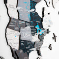 3D Wooden World Map Wall Art Set with Photo Frames and Pins