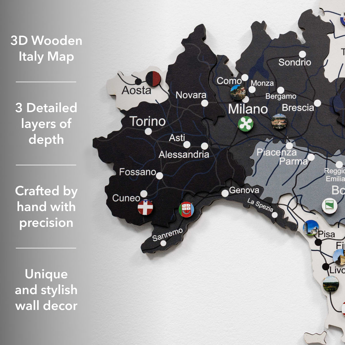 Wooden Map of Italy Wall Art – Minimalist Nordik Decor