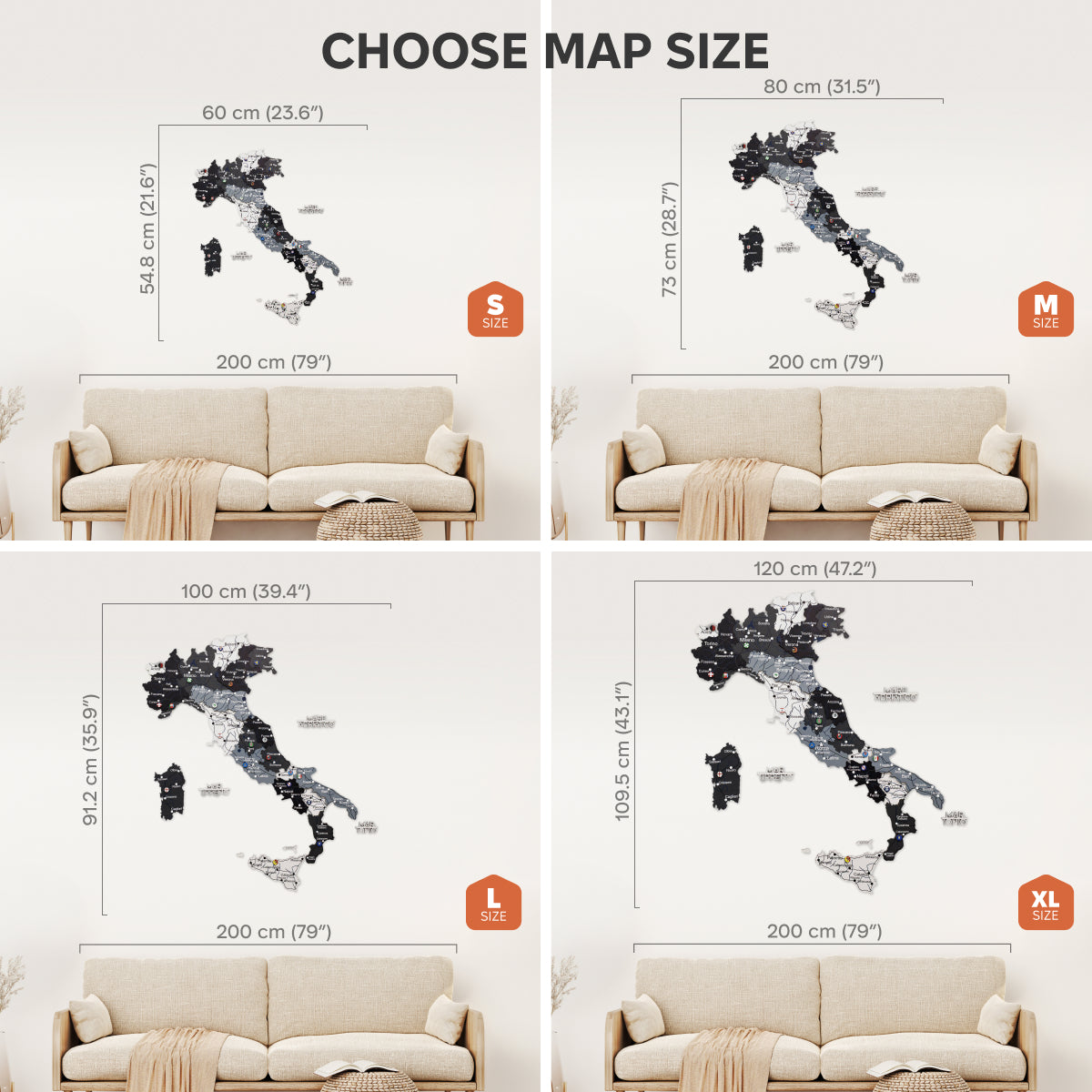 Wooden Map of Italy Wall Art – Minimalist Nordik Decor