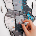 Wooden World Map Bundle with Colored Flag Pins for Travel Lovers