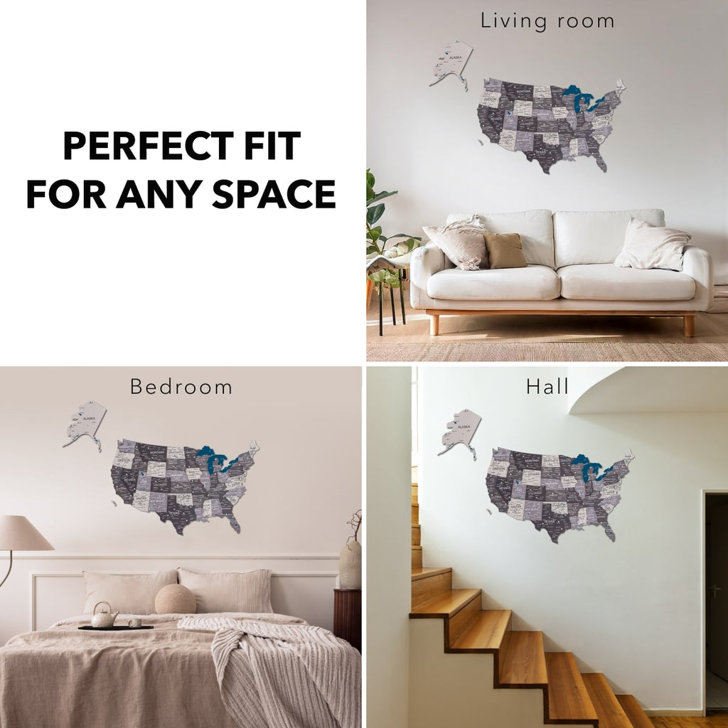 Wooden 3d Map of USA - Nordik
