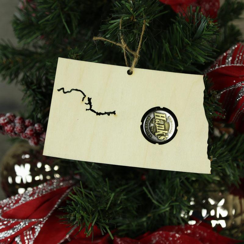 North Dakota Beer Cap Map Ornaments