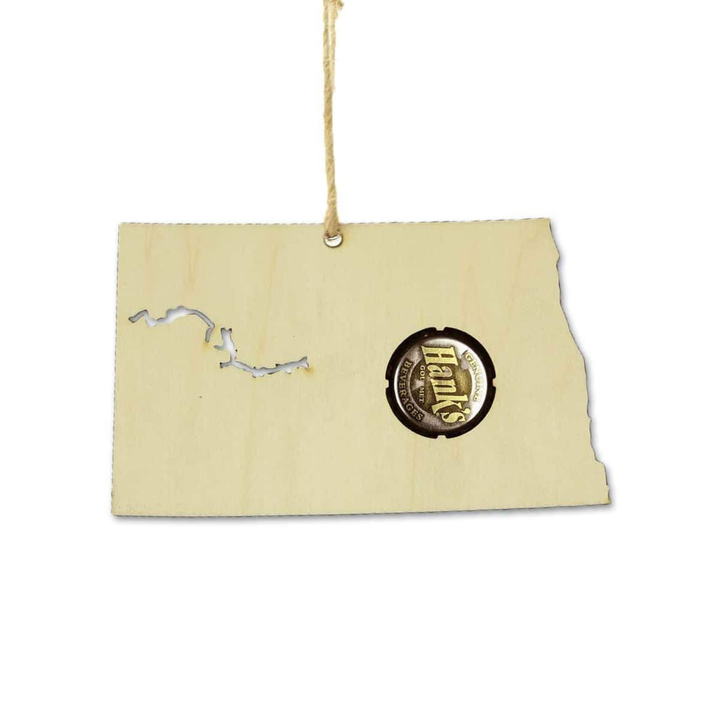 North Dakota Beer Cap Map Ornaments