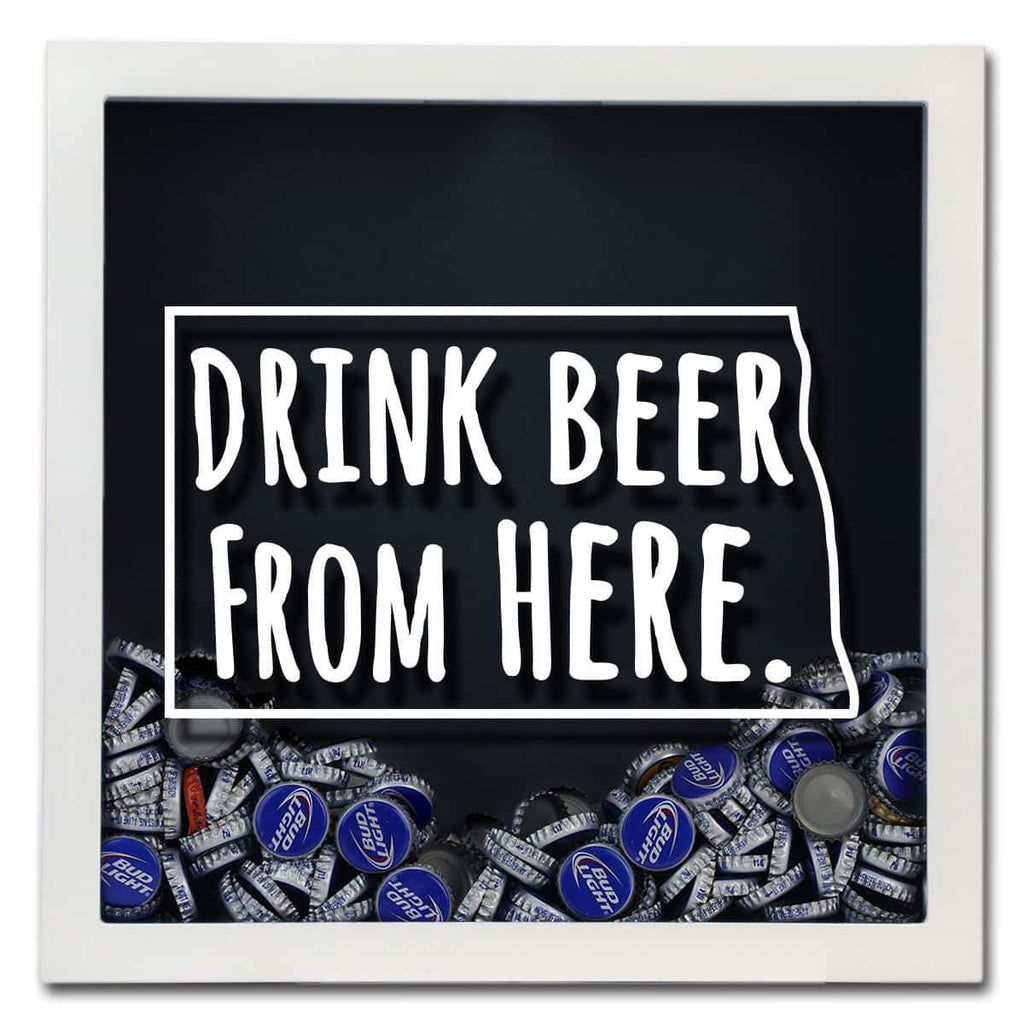 North Dakota Drink Beer From Here Beer Cap Shadow Box