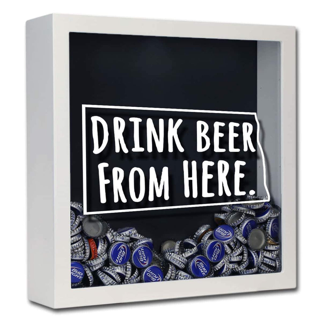 North Dakota Drink Beer From Here Beer Cap Shadow Box