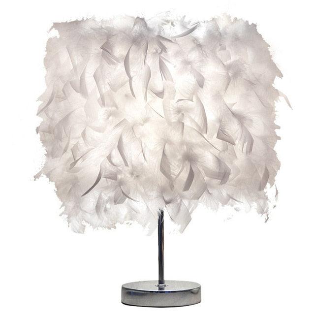 Ethereal Feather LED Table Lamp with Remote - Glamorous Bedside Decor