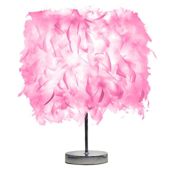 Ethereal Feather LED Table Lamp with Remote - Glamorous Bedside Decor