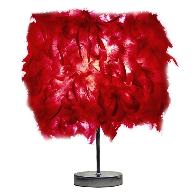 Ethereal Feather LED Table Lamp with Remote - Glamorous Bedside Decor