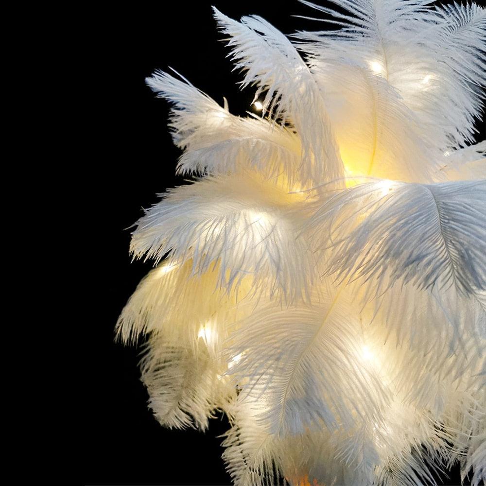 Ethereal Feather LED Table Lamp with Remote - Glamorous Bedside Decor