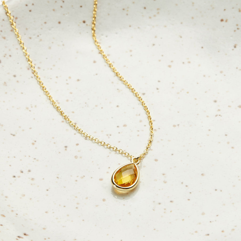 November Birthday Citrine Birthstone Necklace