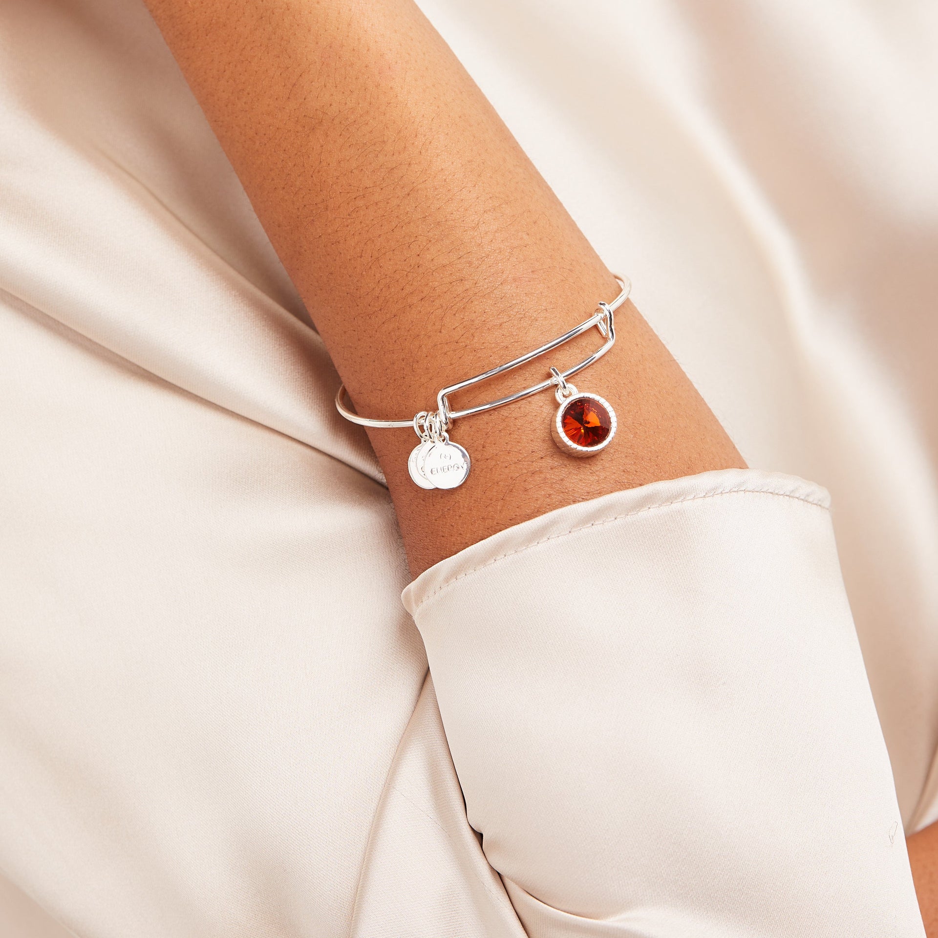 November Birthstone Topaz Expandable Charm Bangle