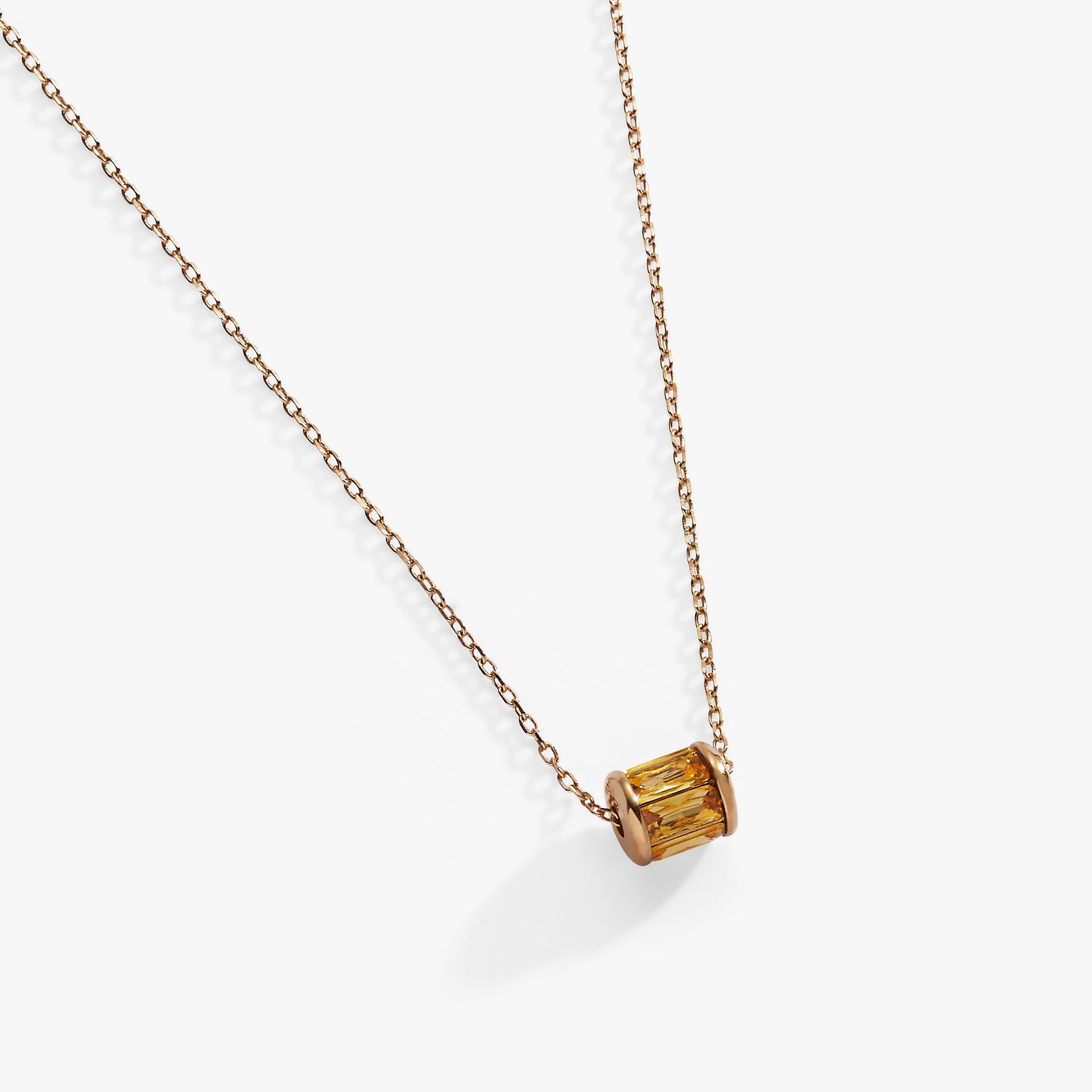 November Birthstone Pendant Necklace Gold and Silver Barrel Charm