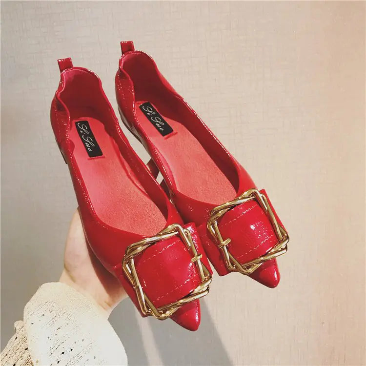 Trendy Korean Style Pointed Toe Flat Slip-On Shoes