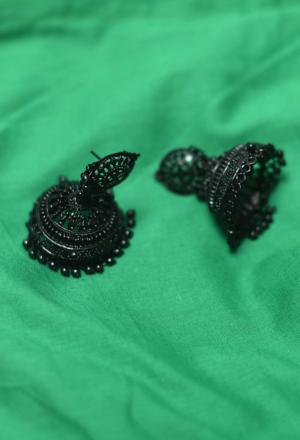 Elegant Black Jhumka Earrings for Girls and Women - Traditional