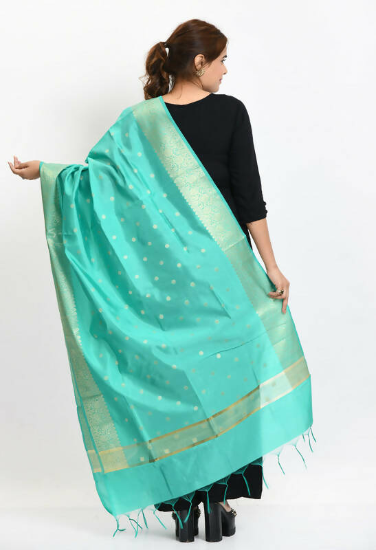 Sea Green Banarasi Silk Woven Dupatta for Traditional Ethnic Wear