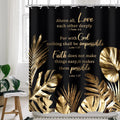 Cinbloo Black Gold Shower Curtain 72Wx72H Modern Christian Shower Curtain Tropical Shower Curtain Bible Verse Monstera Quotes Bathroom Curtain Set Palm Leaves Bathroom Decor Fabric with 12 Hooks