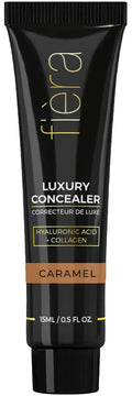 Fièra Luxury Concealer with Anti-Aging - All Day Coverage for Dark Circles, Fine Lines, Wrinkles & Spots - Caramel, 0.5 Ounce 0.5 Fl Oz (Pack of 1) 4W Caramel
