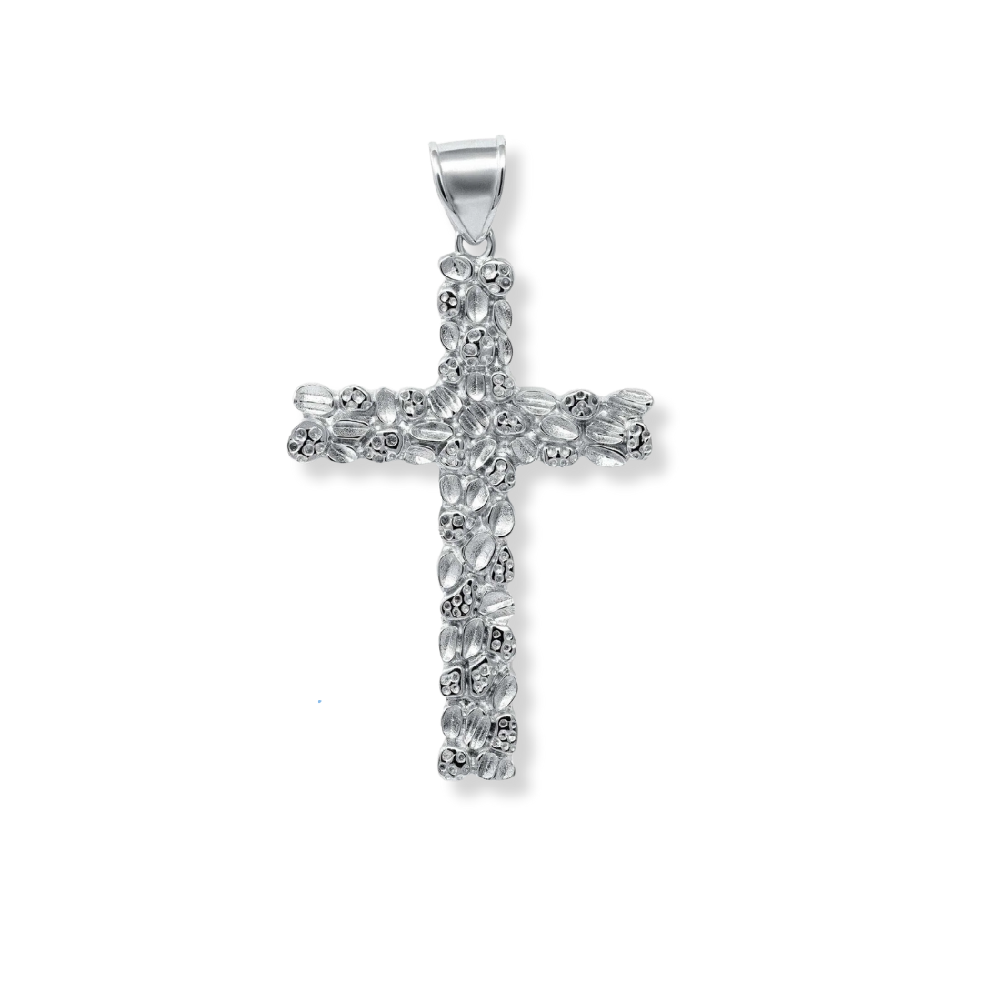 Nugget Cross Pendant in 925 Sterling Silver