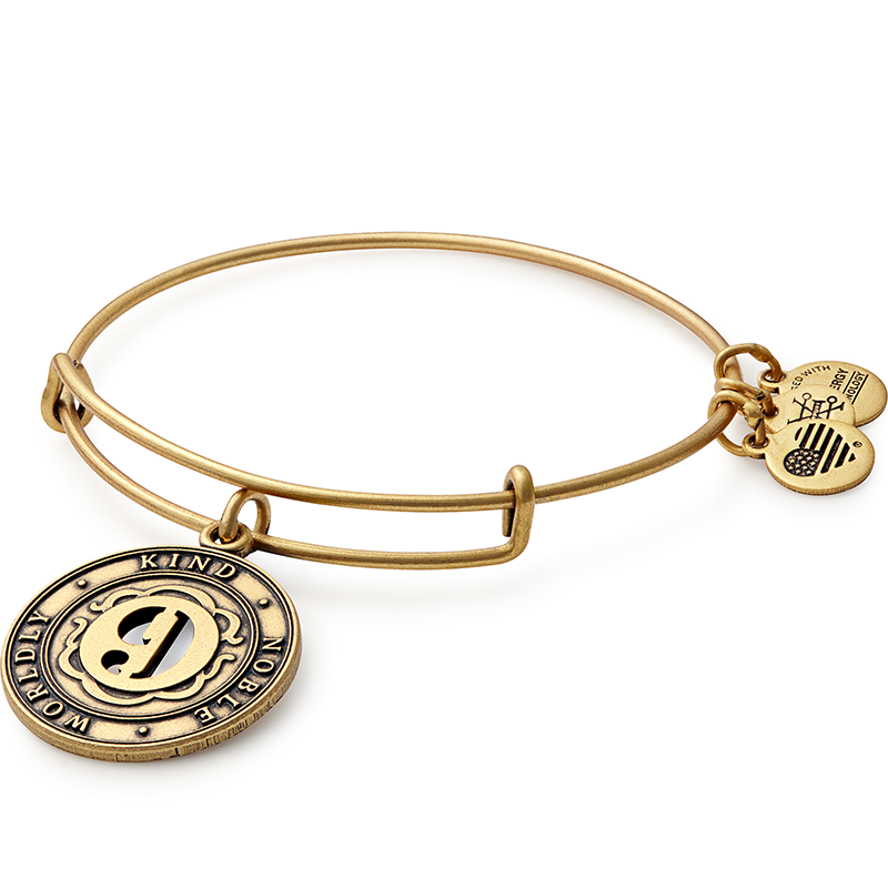 Number 9 Charm Bangle Bracelet in Silver and Gold