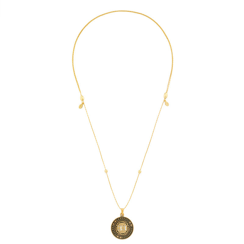 Number 33 Minimalist Medallion Necklace in Brushed Vintage Gold