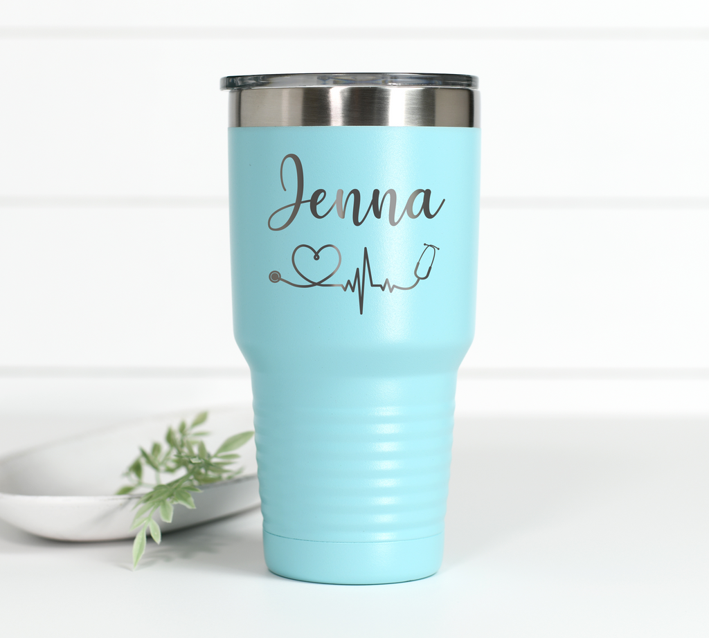 Personalized Nurse Heartbeat 30 oz Engraved Tumbler