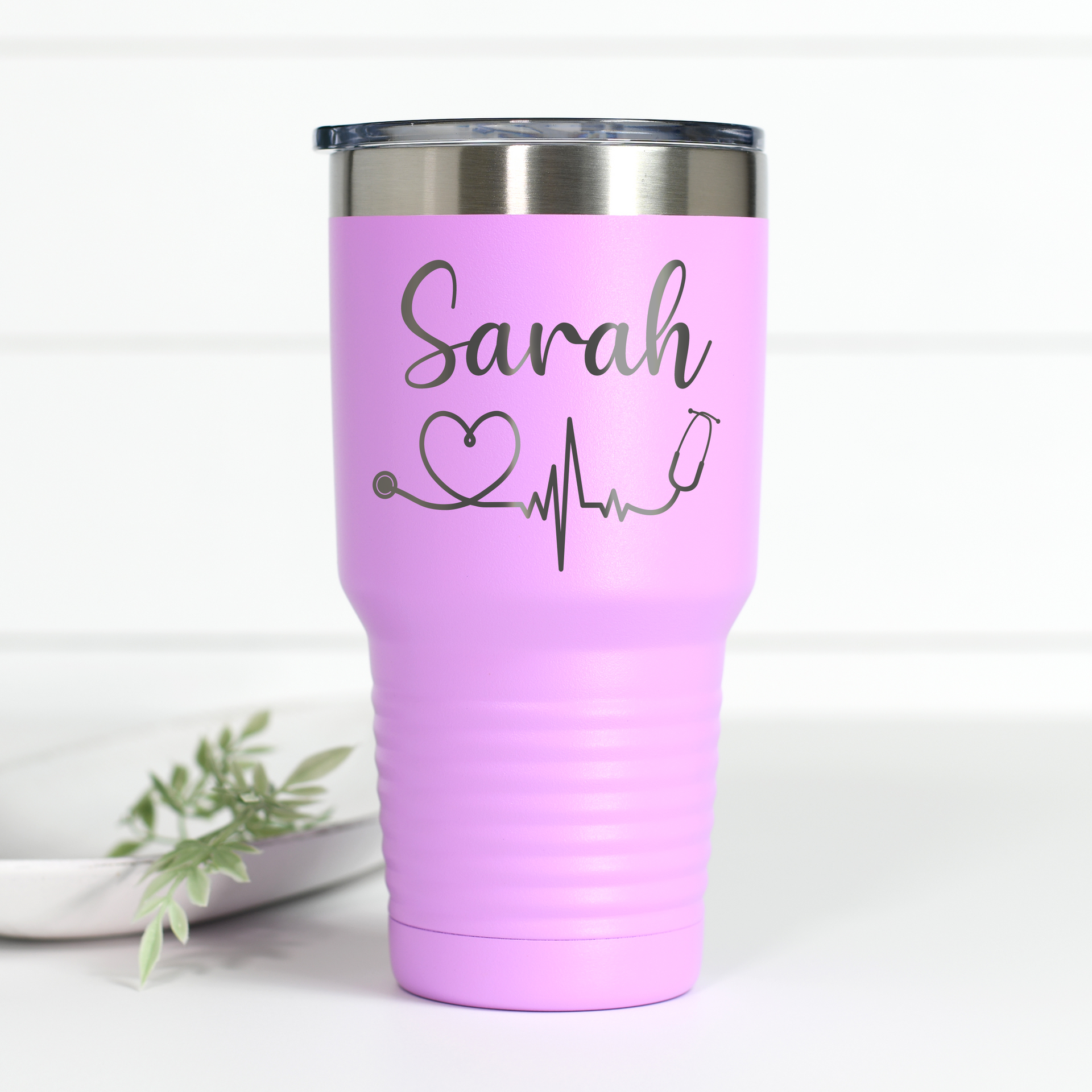 Personalized Nurse Heartbeat 30 oz Engraved Tumbler