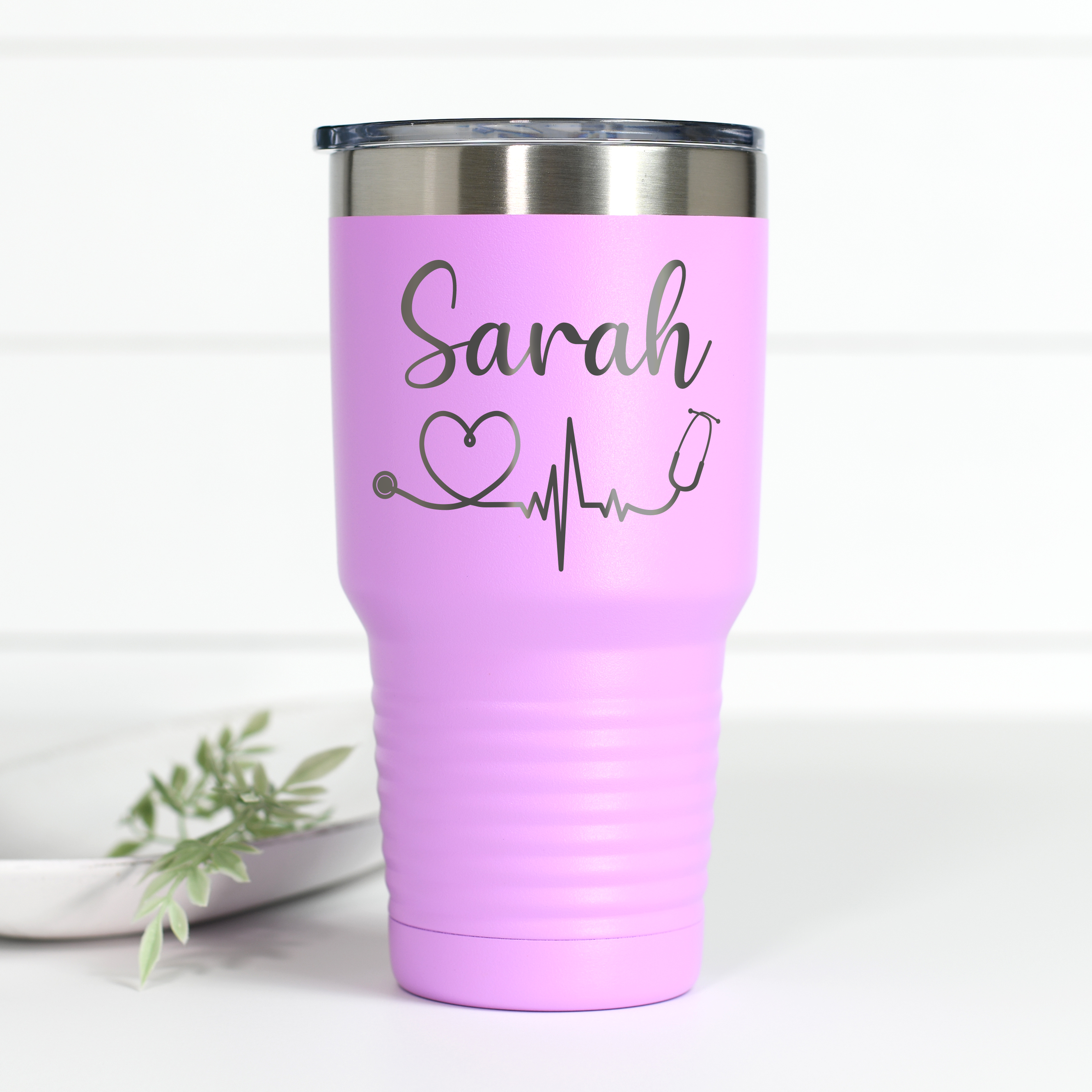 Personalized Nurse Heartbeat 30 oz Engraved Tumbler