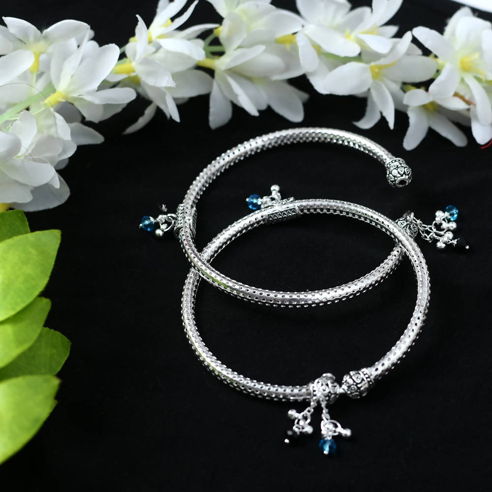 Oxidised Silver Kadiyam Style Traditional Anklets